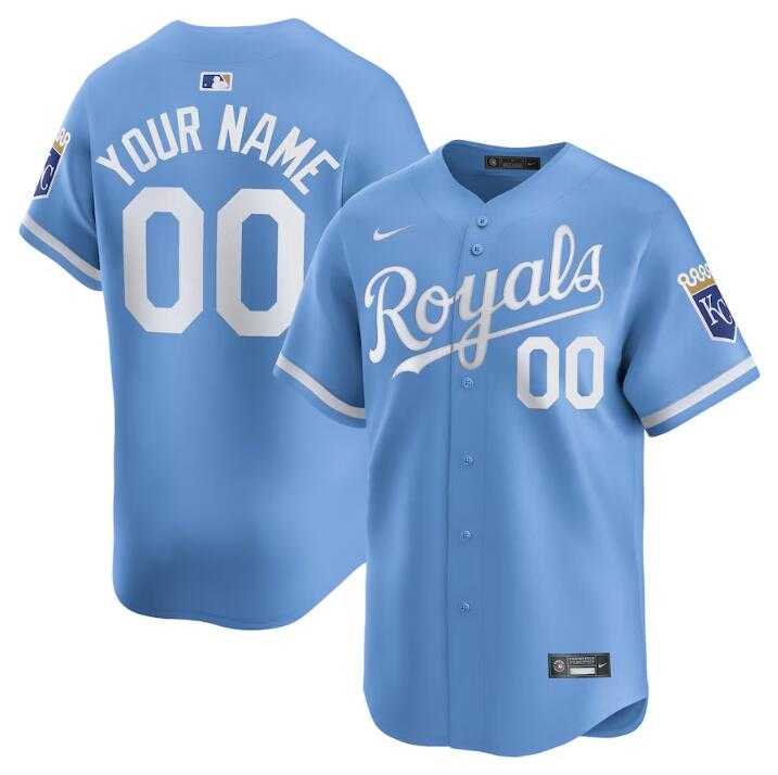 Mens Kansas City Royals Active Player Custom Light Blue 2024 Alternate Limited Stitched Baseball Jersey->->Custom Jersey
